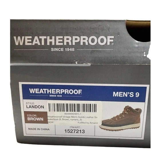 Brand New WEATHERPROOF Mens Landon Brown Suede Leather Laced Winter Boots Size 9 - Picture 8 of 9